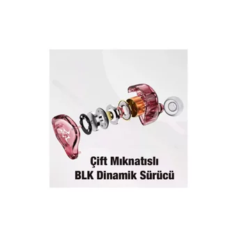 Plextone Nb3 Silikonlu Mikrofonlu Örgülü 3.5 Mm Jak Kablolu Kulaklık Pembe