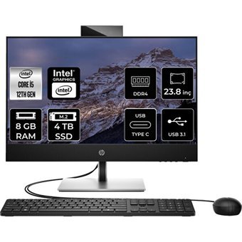 Hp ProOne 440 G9 6D379EAP605 Dahili UHD Graphics Intel Core i5 12400T 8 GB Ram 4 TB SSD 23.8 inç Full HD Freedos All In One Bilgisayar