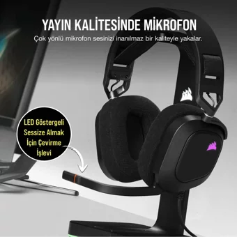 Corsair Hs80 Mikrofonlu 3.5 Mm Jak Kablolu Kulaklık Siyah