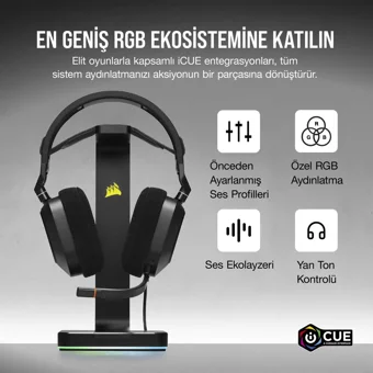 Corsair Hs80 Mikrofonlu 3.5 Mm Jak Kablolu Kulaklık Siyah