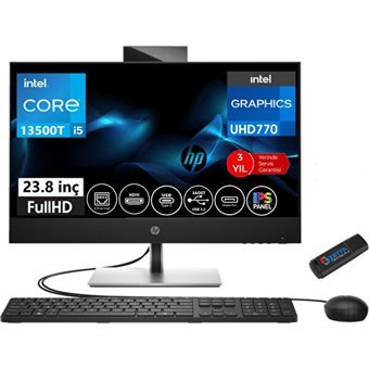Hp ProOne 440 G9 AIO885F1EAW09 Dahili UHD Graphics Intel Core i5 13500T 64 GB Ram 2 TB SSD 23.8 inç Full HD Freedos All In One Bilgisayar + Zetta Flash Bellek