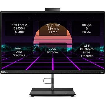 Lenovo ThinkCentre Neo 30A 24 Gen3 12CE0088TX O11 Dahili UHD Graphics Intel Core i5 12450H 64 GB Ram 1 TB SSD 23.8 inç Full HD Freedos All In One Bilgisayar