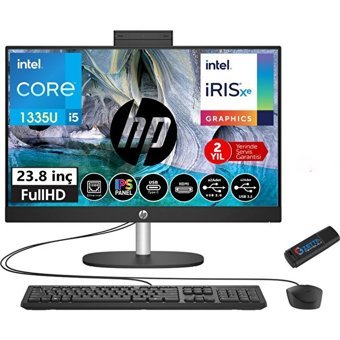 Hp ProOne 240 G10 88T2W5ESW31 Dahili Iris Xe Graphics Intel Core i5 1335U 32 GB Ram 1 TB SSD 23.8 inç Full HD Windows 11 Pro All In One Bilgisayar + Zetta Flash Bellek