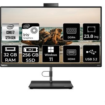 Lenovo ThinkCentre Neo 30A 12B0008JTXP376 Dahili Iris Xe Graphics Intel Core i7 1260P 32 GB Ram 256 GB SSD 23.8 inç Full HD Windows 11 Home All In One Bilgisayar