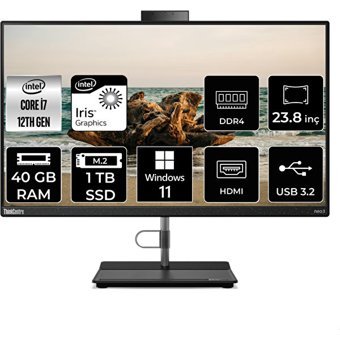 Lenovo ThinkCentre Neo 30A 12B0008JTXP438 Dahili Iris Xe Graphics Intel Core i7 1260P 40 GB Ram 1 TB SSD 23.8 inç Full HD Windows 11 Pro All In One Bilgisayar