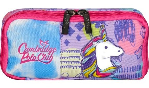 Cambridge Polo Club Mor Düz Bez Bölmeli Tek Gözlü Unicornlu Dikdörtgen Cüzdan Kalem Kutusu