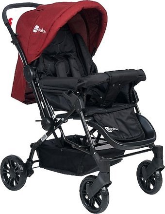 4 Baby Olympus AB-361 Çift Yönlü Katlanabilir Tek Elle Kapanan 360 Derece Dönen Tam Yatar Puset Bebek Arabası Kırmızı