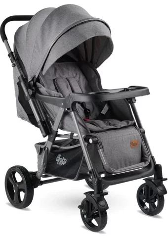 Babyhope BH-3056 Çift Yönlü Katlanabilir 360 Derece Dönen Tam Yatar Puset Bebek Arabası Gri