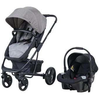 Sunny Baby 9023 Icon Çift Yönlü Katlanabilir Tek Elle Kapanan 360 Derece Dönen Tam Yatar Travel Sistem Bebek Arabası Gri