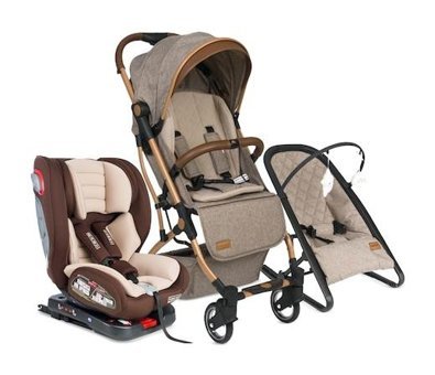 Tommybaby Katlanabilir Tek Elle Kapanan 360 Derece Dönen Tam Yatar Kabin Tipi Bebek Arabası Kahverengi