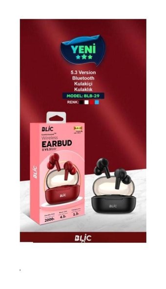 Blic BLB-29 Android & iOS Uyumlu Su Geçirmez Tek Mikrofonlu 5.3 Silikonlu Kablosuz Kulak İçi Bluetooth Kulaklık Siyah