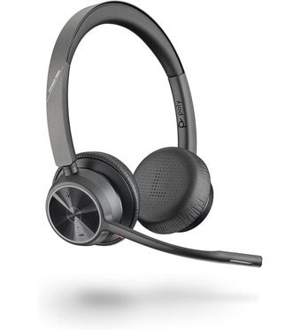 Poly Voyager 4320 UC Android & iOS Uyumlu Çift Mikrofonlu 5.2 Silikonlu Gürültü Önleyicili Kablolu-Kablosuz Kulak Üstü Bluetooth Kulaklık Siyah