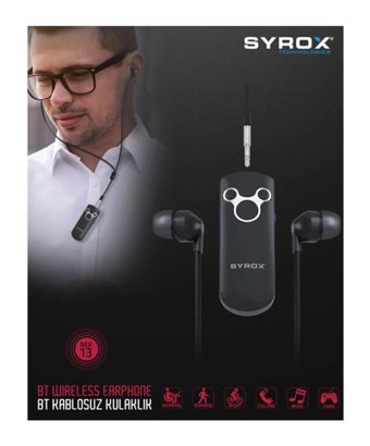 Syrox MX13 Tek Mikrofonlu 5.0 Silikonlu Kablosuz Kulak İçi Bluetooth Kulaklık Siyah