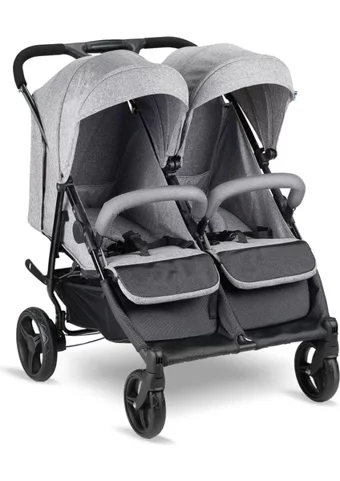 Babyhope BH-3077 City Twin Katlanabilir Tek Elle Kapanan 360 Derece Dönen Tam Yatar Puset Bebek Arabası Gri