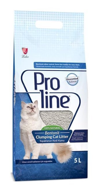Proline Parfümsüz Topaklanan İnce Taneli Bentonit Kedi Kumu 5 lt