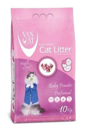 Vancat Bebek Pudrası Kokulu Topaklanan İnce Taneli Aktif Karbonlu Bentonit Kedi Kumu 10 kg