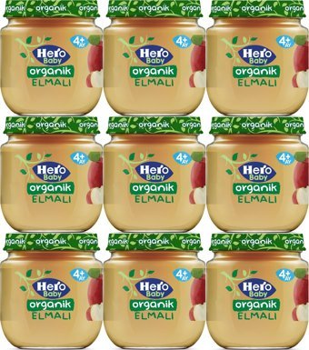 Hero Baby Tahılsız Glutensiz Organik Elmalı Kavanoz Maması 9x120 gr