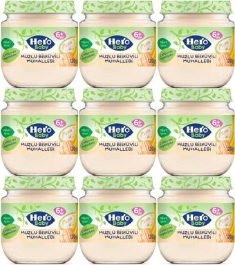 Hero Baby Muhallebi İnek Sütlü Tahılsız Glutensiz Muzlu-Yoğurtlu Probiyotikli Kavanoz Maması 9x120 gr