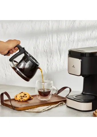 Karaca Just Coffee Aroma 2 In 1 Filtreli Karaf 750 ml Hazne Kapasiteli 5 Fincan 650 W Bej Filtre Kahve Makinesi