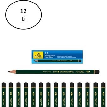 Adel Dereceli 12'li Yuvarlak Siyah 8B Kurşun Kalem Seti