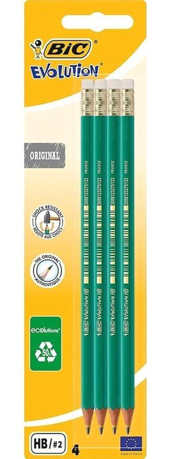 Bic Evolution 4'lü Silgili Siyah HB Kurşun Kalem Seti