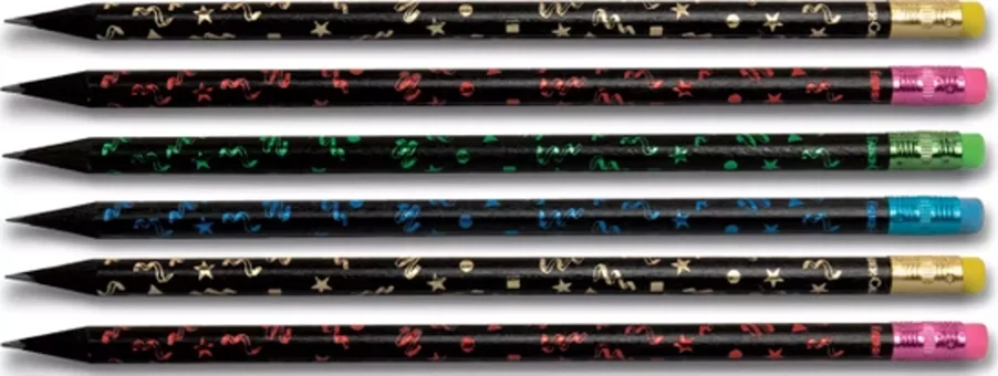 Faber-Castell Party 6'lı Silgili Yuvarlak Siyah HB Kurşun Kalem Seti