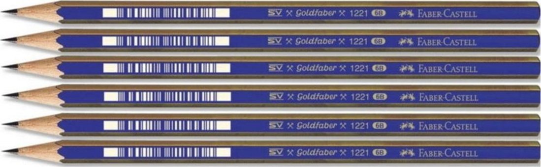 Faber-Castell 1221 Dereceli 6'lı Siyah 6B Kurşun Kalem Seti