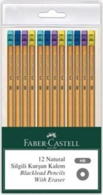 Faber-Castell Natural 12'li Silgili Siyah HB Kurşun Kalem Seti