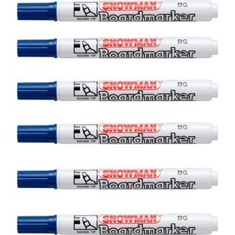 Snowman Bg-12 6'lı Doldurulabilir Silinebilir Mavi Tahta Kalemi