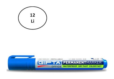 Gıpta Markör 12'li Doldurulabilir Silinebilir Mavi Tahta Kalemi