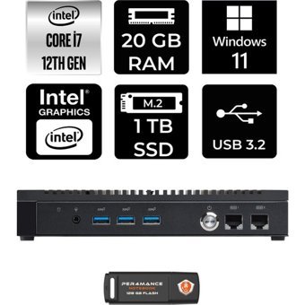Asus PL64 PL64P368 Dahili Intel Iris Xe Graphics Intel Core i7 1255U 20 GB 1 TB Windows 11 Home Mini Pc + Per4 USB Flash Bellek