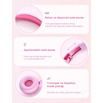 Mpow Che1 Mikrofonlu 3.5 Mm Jak Kablolu Kulaklık Pembe