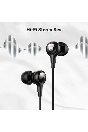 Ugreen Silikonlu Mikrofonlu 3.5 Mm Jak Kablolu Kulaklık Siyah
