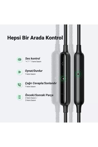 Ugreen Silikonlu Mikrofonlu 3.5 Mm Jak Kablolu Kulaklık Siyah