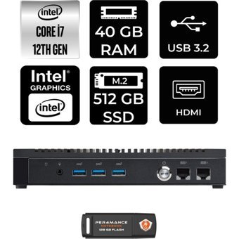 Asus PL64 PL64P337 Dahili Intel Iris Xe Graphics Intel Core i7 1255U 40 GB 512 GB FreeDos Mini Pc + Per4 USB Flash Bellek