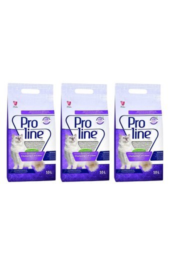 Proline Lavanta Kokulu Topaklanan İnce Taneli Bentonit Kedi Kumu 3x10 lt