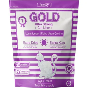 Freshy Silika Kristal Topaklanan Kalın Taneli Aktif Karbonlu Kristal Kedi Kumu 6 lt