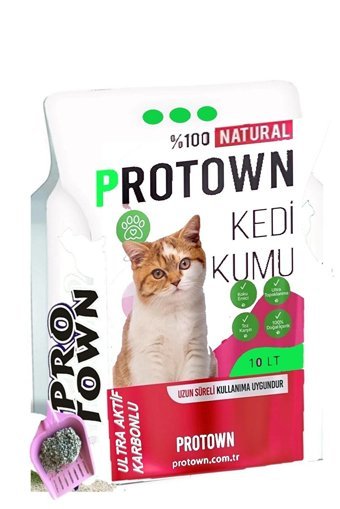 Pro Town Aloe Vera Kokulu Topaklanan İnce Taneli Aktif Karbonlu Bentonit Kedi Kumu 10 lt