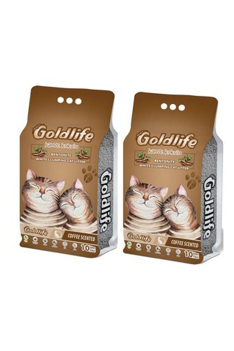 Goldlife Kahve Kokulu Topaklanan İnce Taneli Bentonit Kedi Kumu 10 lt