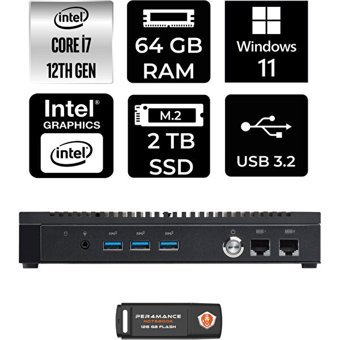 Asus PL64 PL64P399 Dahili Intel Iris Xe Graphics Intel Core i7 1255U 64 GB 2 TB Windows 11 Home Mini Pc + Per4 USB Flash Bellek