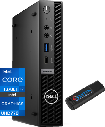 Dell Optiplex 7010MFF N007O7010MFFPUBU21 Dahili Intel UHD Graphics 770 Intel Core i7 13700T 64 GB DDR5 256 GB Windows 11 Pro Mini Pc