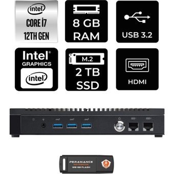 Asus PL64 PL64P304 Dahili Intel Iris Xe Graphics Intel Core i7 1255U 8 GB 2 TB FreeDos Mini Pc + Per4 USB Flash Bellek