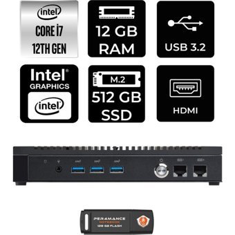 Asus PL64 PL64P307 Dahili Intel Iris Xe Graphics Intel Core i7 1255U 12 GB 512 GB FreeDos Mini Pc + Per4 USB Flash Bellek