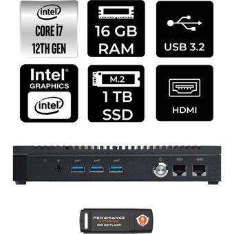 Asus PL64 PL64P313 Dahili Intel Iris Xe Graphics Intel Core i7 1255U 16 GB 1 TB FreeDos Mini Pc + Per4 USB Flash Bellek