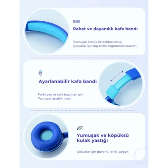Mpow Che1 Mikrofonlu 3.5 Mm Jak Kablolu Kulaklık Mavi