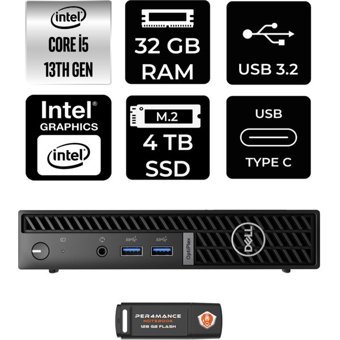 Dell Optiplex 7010MFF N002O7010MFFP330 Dahili Intel UHD Graphics Intel Core i5 13500T 32 GB 4 TB FreeDos Mini Pc + Per4 USB Flash Bellek