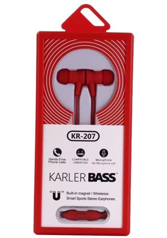 Karler Kr-207 Silikonlu Mikrofonlu 3.5 Mm Jak Kablolu Kulaklık Kırmızı