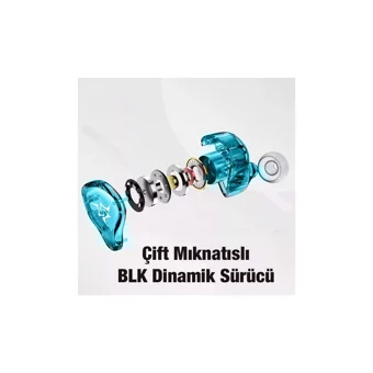 Plextone Nb3 Silikonlu Mikrofonlu Örgülü 3.5 Mm Jak Kablolu Kulaklık Mavi