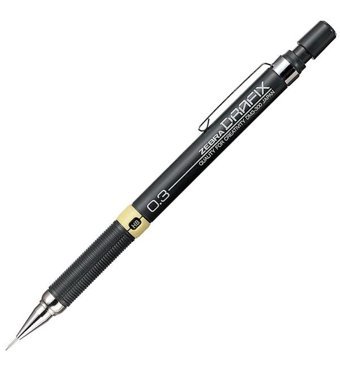 Zebra Drafix Silgili Metal Metalik Siyah 0.3 mm Versatil Kalem