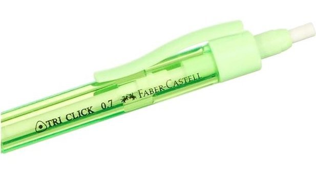 Faber-Castell Tri Click 1363 Silgili Silikon Neon Yeşil 0.7 mm Versatil Kalem